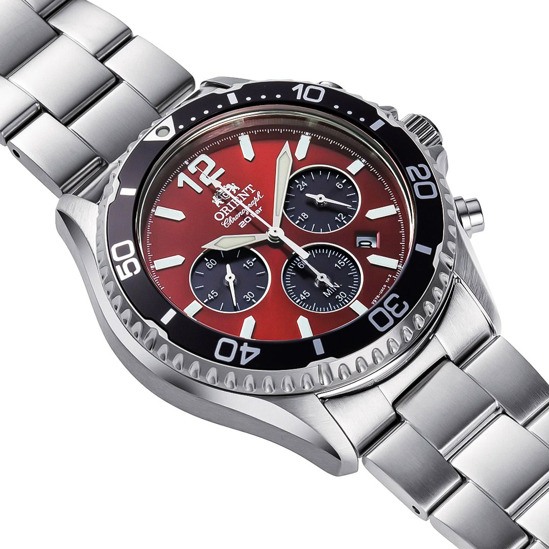 Orient Mako Solar Chrono Fire Red Dial Men's Watch | RA-TX0207R10B