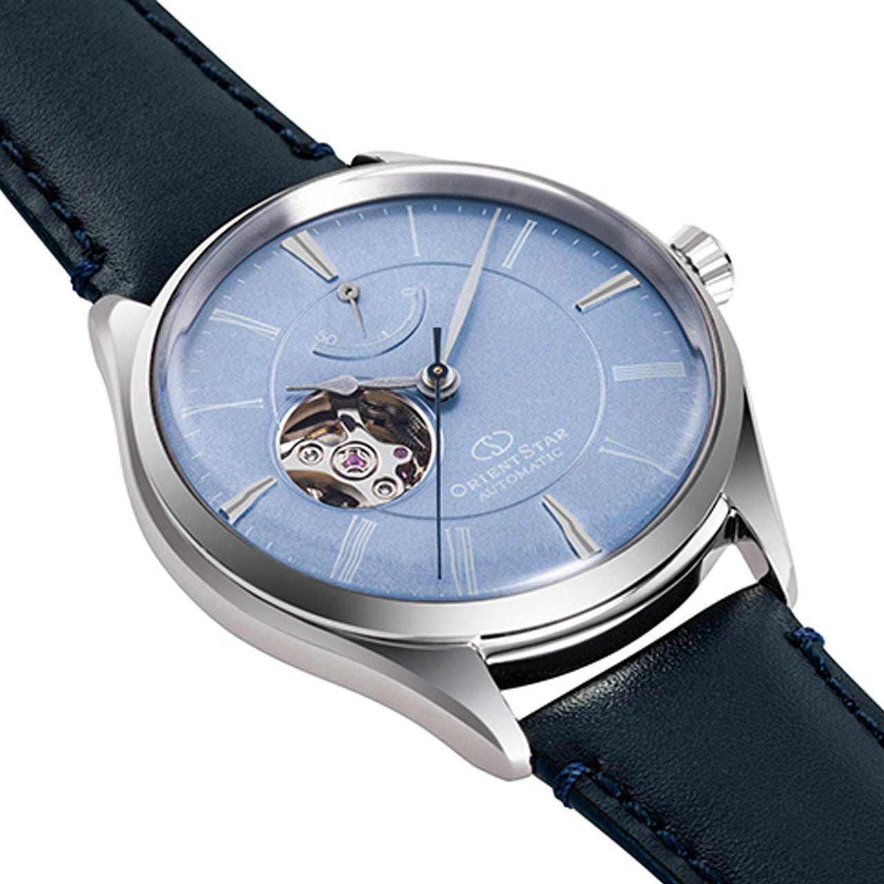 Orient Star RE-AT0203L00B Orologio Automatico Uomo – Quadrante Blu Cuore Aperto, Cinturino In Pelle, Cassa Acciaio