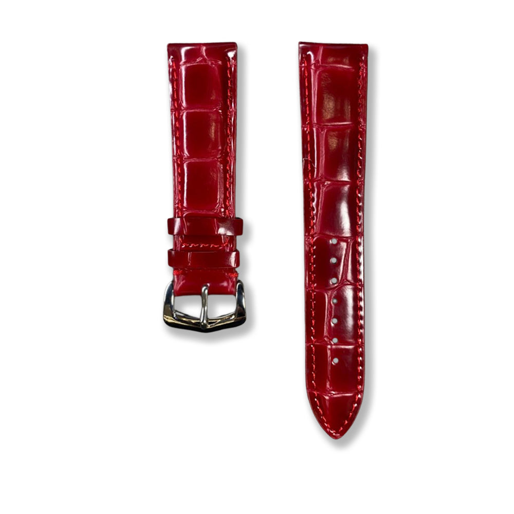Cavern Crocodile Textured Red Leather Watch Strap | 20MM
