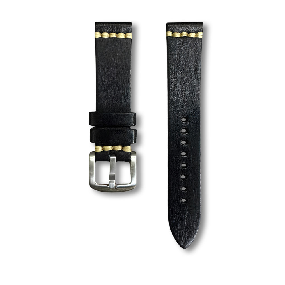 Cavern 22mm Coconut Texture Black Leather Strap
