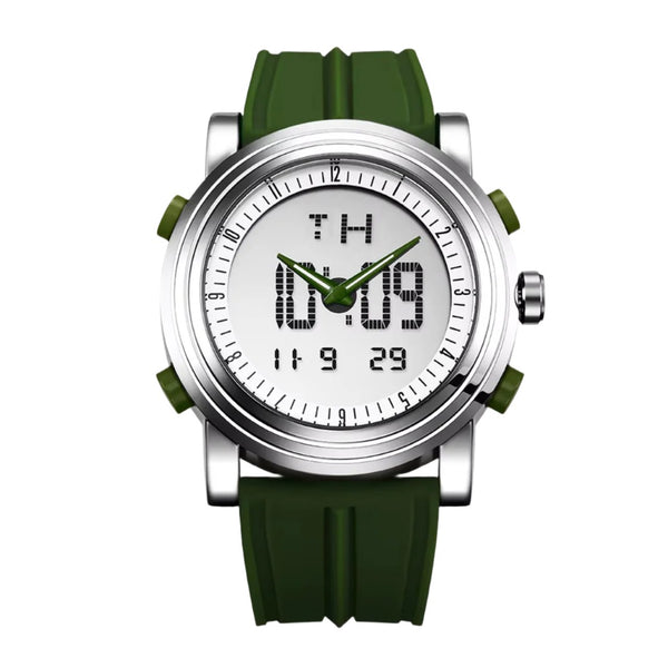 Sinobi Digital-Analog Sports Green Silicon Strap Men's Watch | S9368G