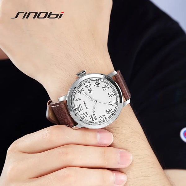 Sinobi Night Luminous Dial Leather Strap Men's Watch | S9837G