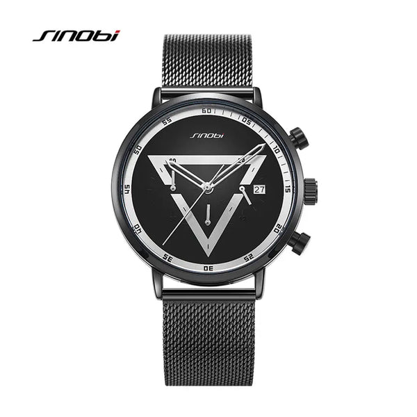 Sinobi Creative Chronograph Triangle Dial Mesh Band Men's Watch | S9830G