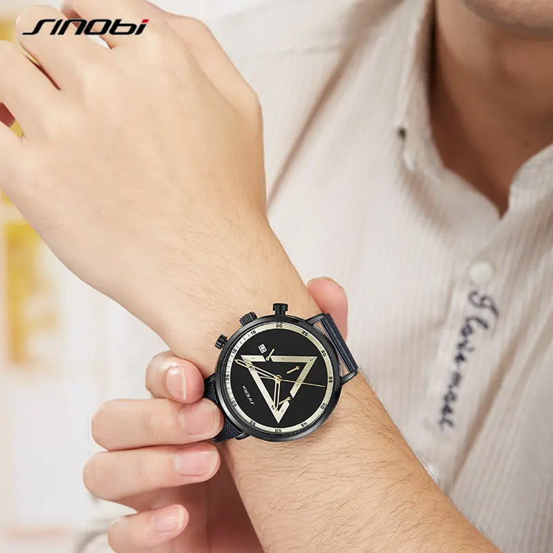 Sinobi Creative Chronograph Triangle Dial Mesh Band Men's Watch | S983