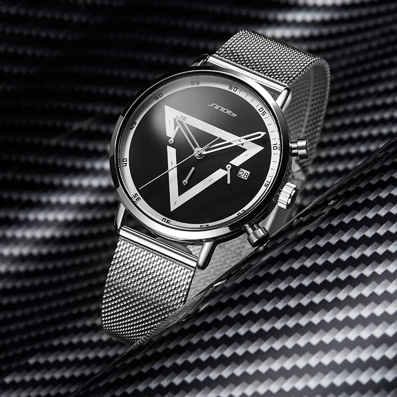 Sinobi Creative Chronograph Triangle Dial Mesh Band Men's Watch | S9830G