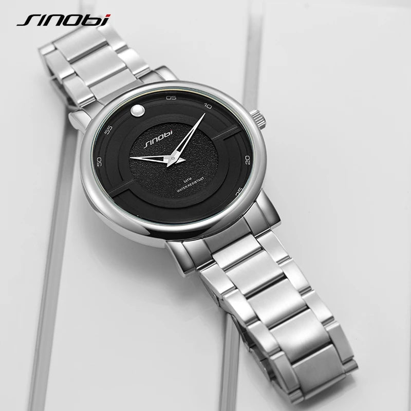 Sinobi Creative Design Quartz Military Black Dial Stainless Men's Watch | S9838G