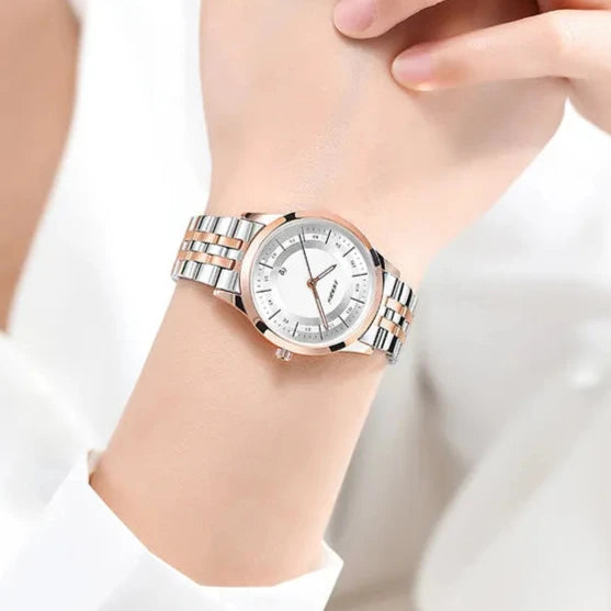 Sinobi Chic Wrist Steel Quartz White Dial Unisex Watch | S9842G