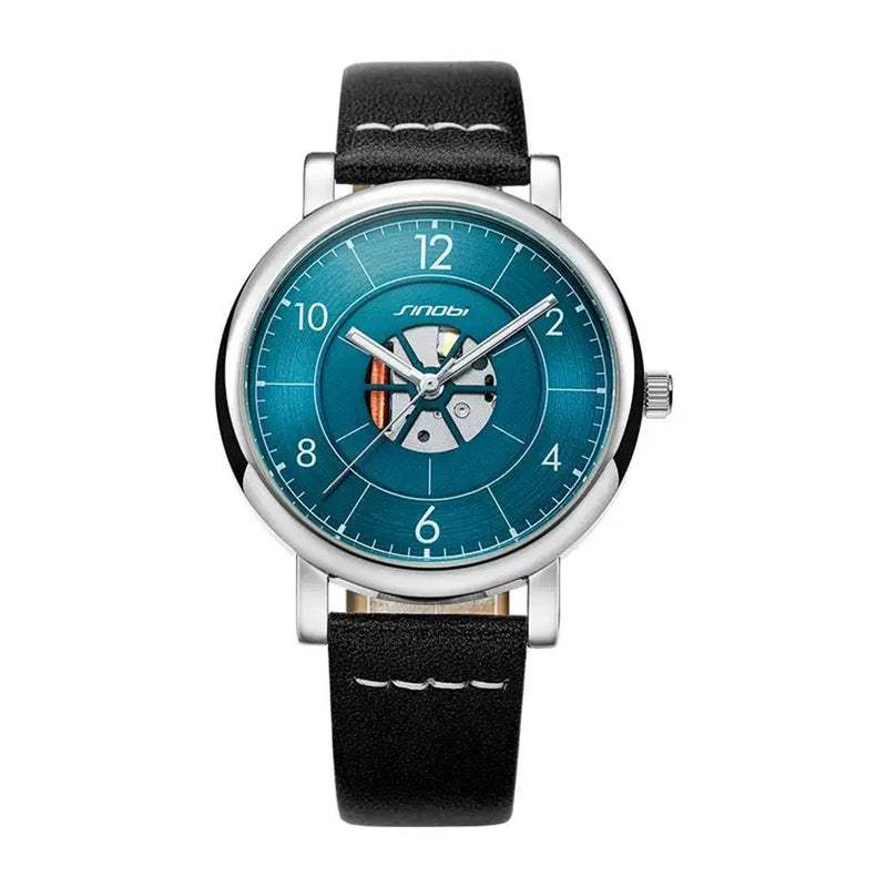 Sinobi 'FORSINING' Leather Strap Blue Dial Men's Watch | S9843G