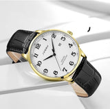 Sinobi Classic Business Leather Strap White Dial Men's Watch | S9877G