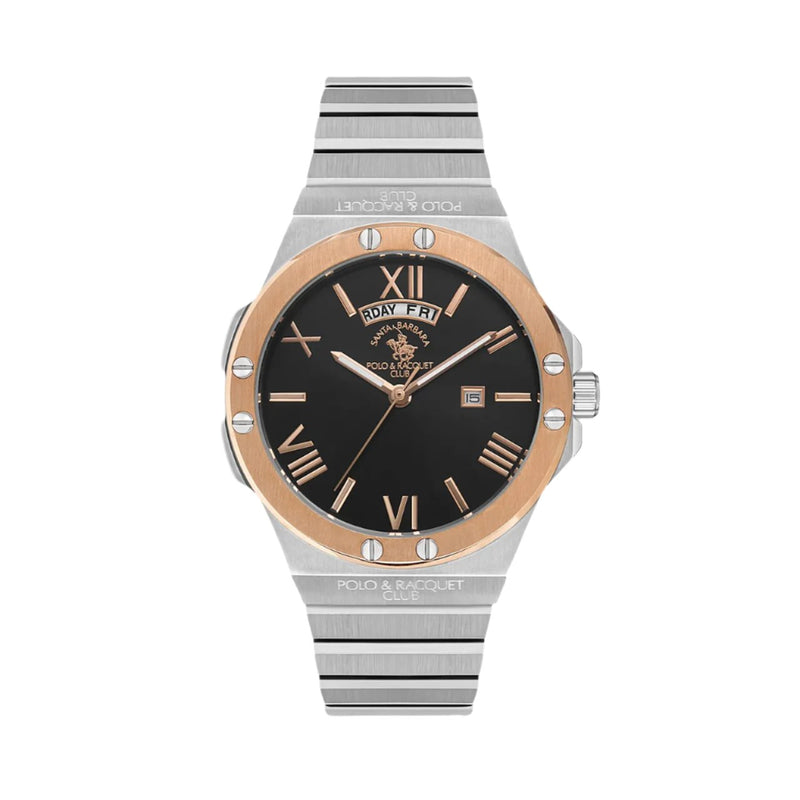 SANTA BARBARA POLO SLIM BLACK DIAL STAINLESS STEEL WATCH | SB.1.10403-5