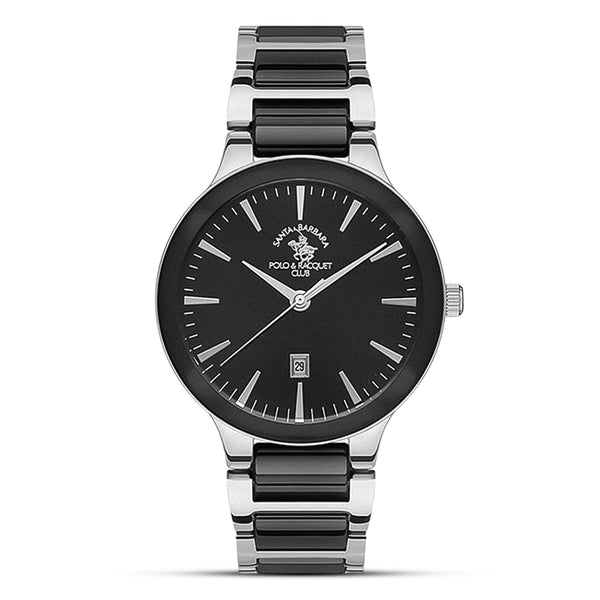 SANTA BARBARA POLO TWO TONE BLACK DIAL STAINLESS STEEL MEN'S WATCH | SB.1.10414-1