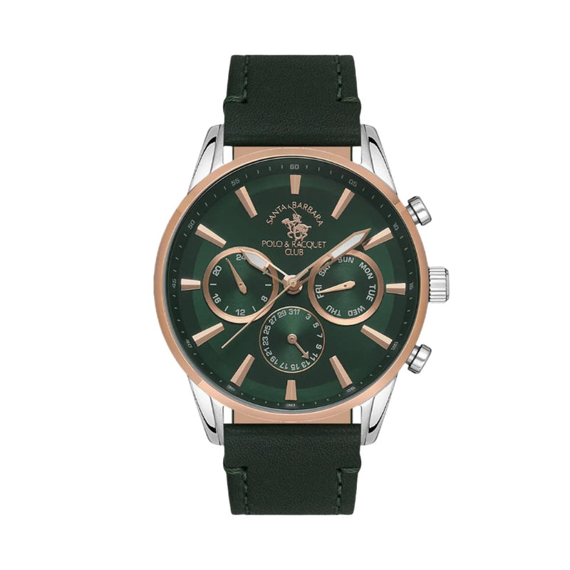 SANTA BARBARA POLO CHRONOGRAPH GREEN LEATHER STRAP MEN’S WATCH | SB.1.10419-3