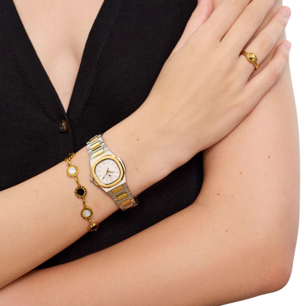 Santa Barbara Polo Square White Dial Ladies Watch SB .1.10590-5