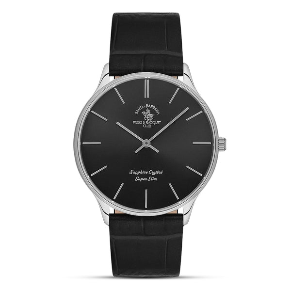 Santa Barbara Polo Black Dial Leather Band Men's Watch | SB.1.10603-2