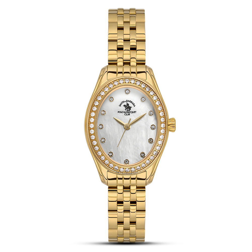 SANTA BARBARA SILVER DIAL GOLD TONE LADIES WATCH SB.1.10620-2