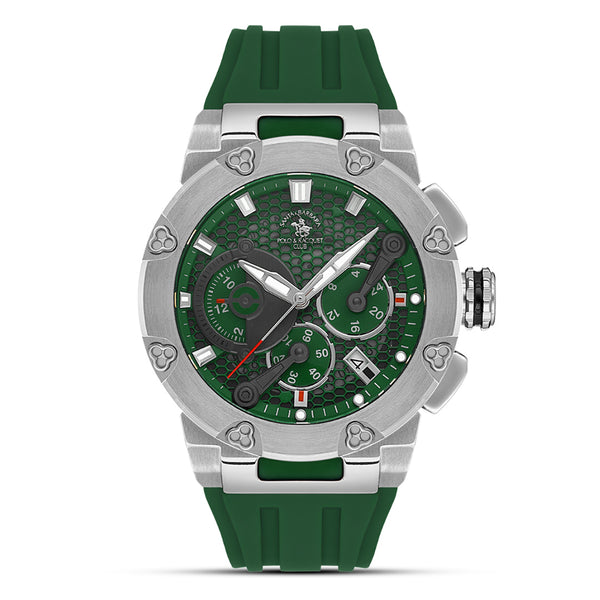 Santa Barbara Polo Green Dial Silicone Band Men's Watch | SB.5.10001-2