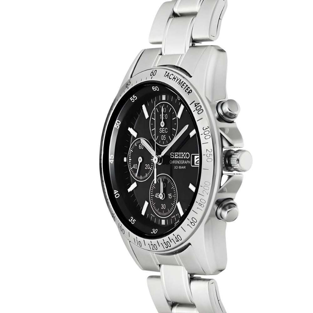  Seiko Spirit Black Chronograph Dial Men's Watch SBTQ041