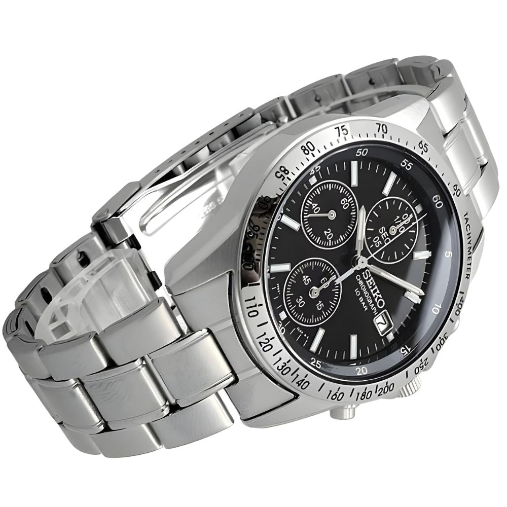  Seiko Spirit Black Chronograph Dial Men's Watch SBTQ041