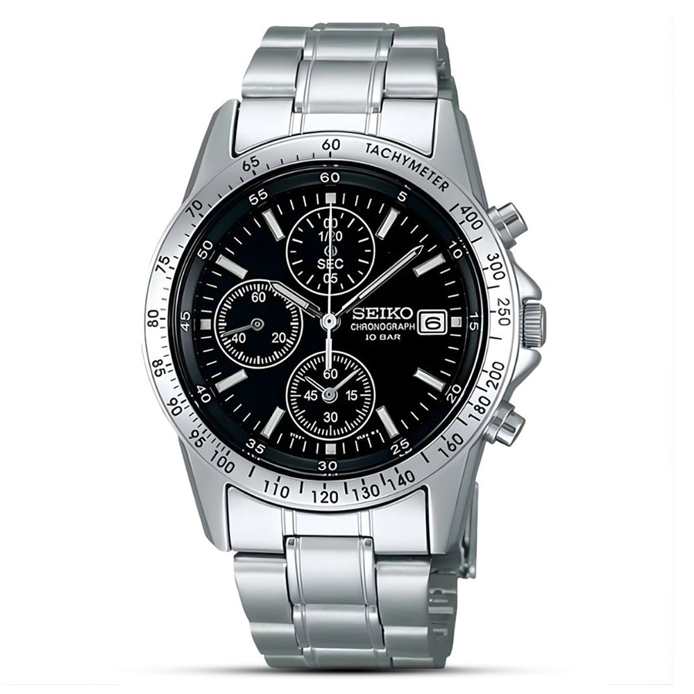  Seiko Spirit Black Chronograph Dial Men's Watch SBTQ041
