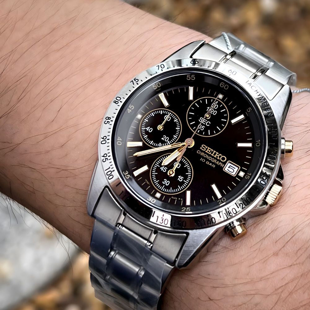 Seiko Spirit Black Chronograph Dial Men's Watch SBTQ043