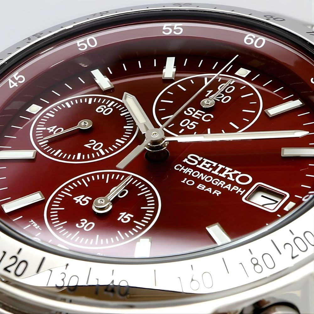 Seiko Spirit Red Chronograph Dial Men's Watch SBTQ045