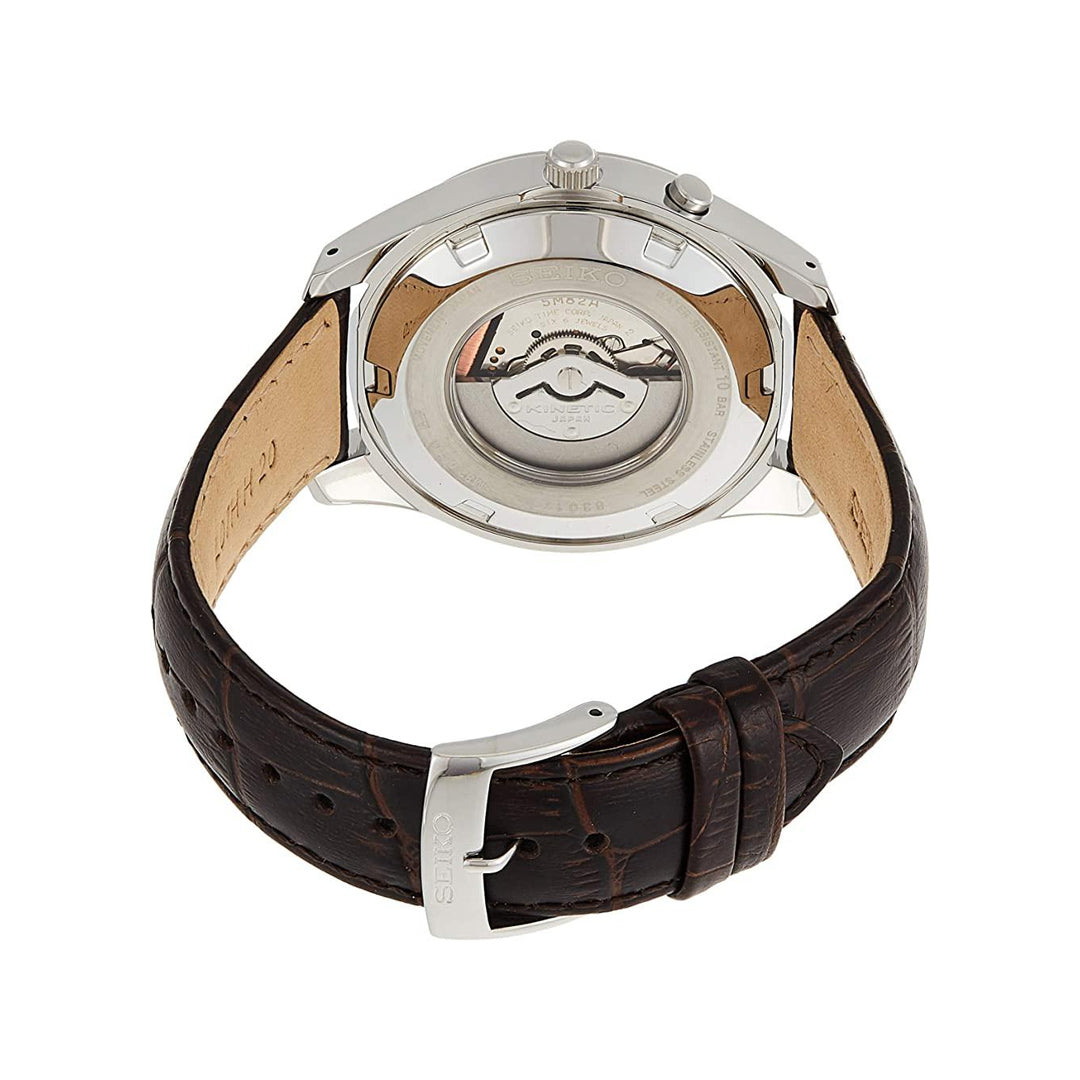 Seiko Kinetic White Dial Brown Leather Band Men's Watch | SKA773P1