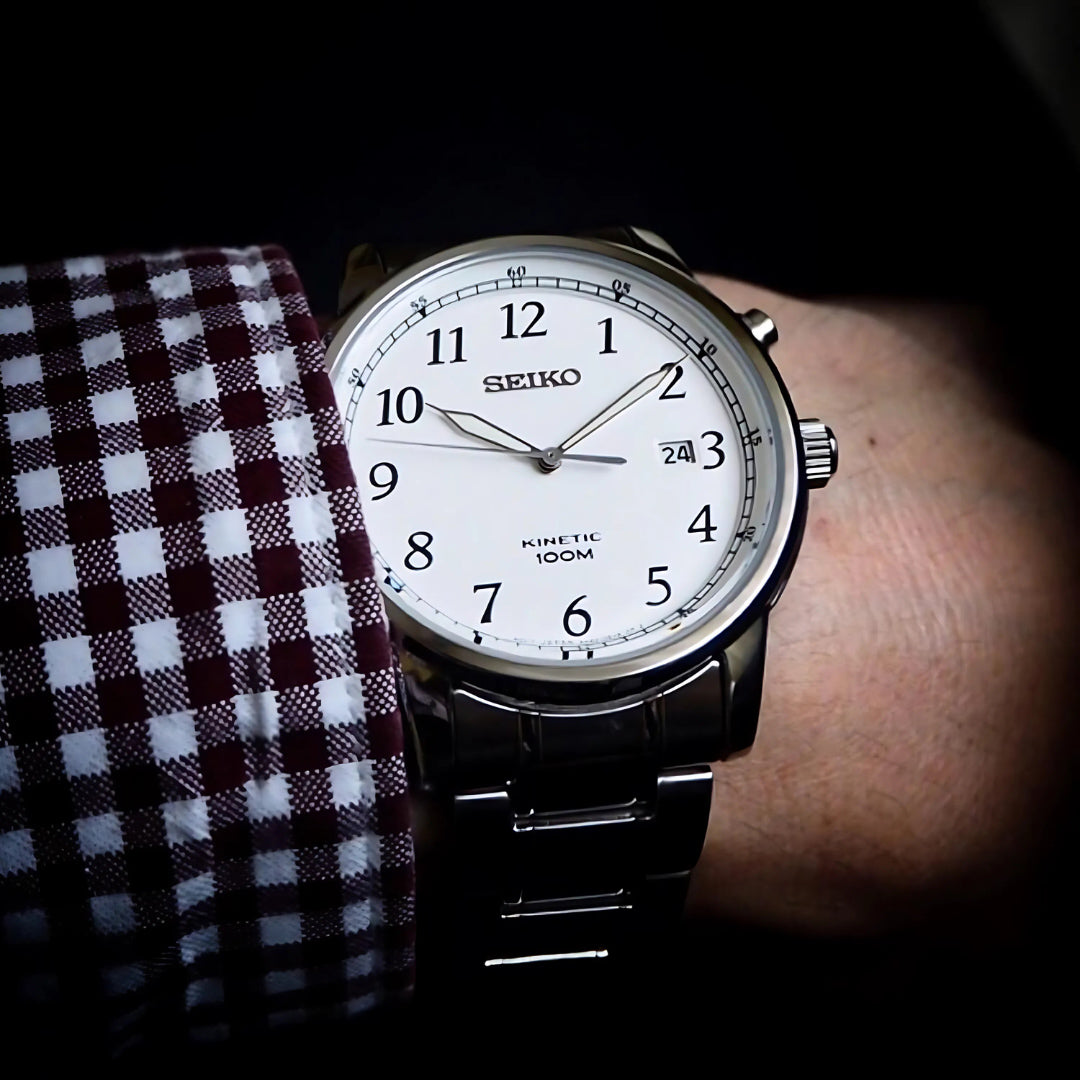 Seiko Kinetic Automatic White Dial Men's Watch | SKA775P1