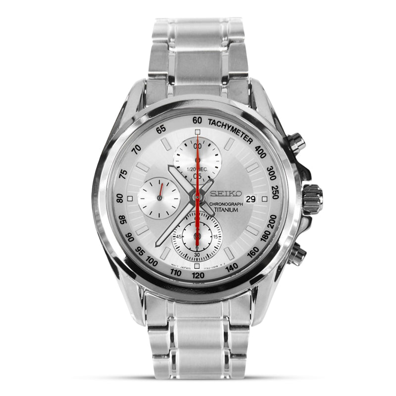 Seiko Titanium Chronograph Silver Dial Men's Watch | SNDE57P1