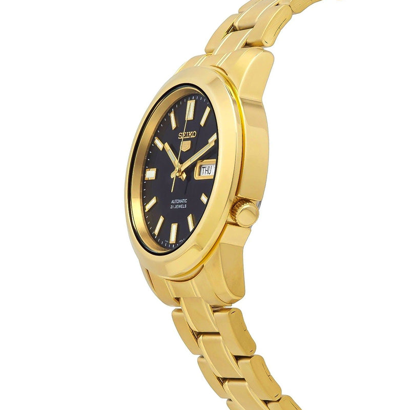 SEIKO 5 Automatic Gold Tone Plated Black Dial Men's Watch | SNKK22K1