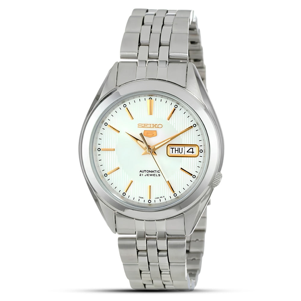 SEIKO 5 "21 JEWELS" WHITE DIAL AUTOMATIC WATCH SNKL17K1