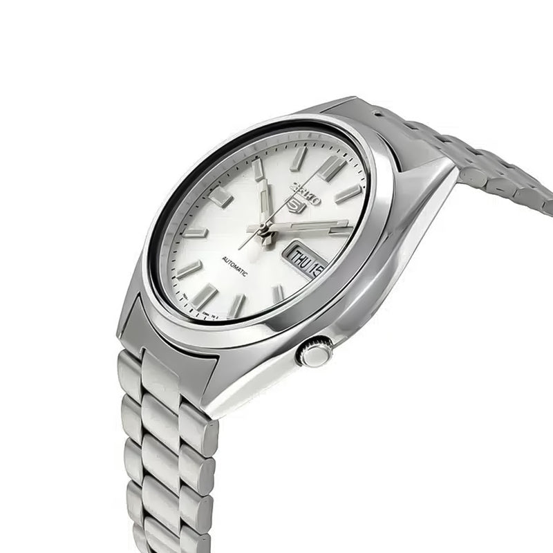 Seiko 5 Automatic Silver Dial Day Date Men's Watch | SNXS73K