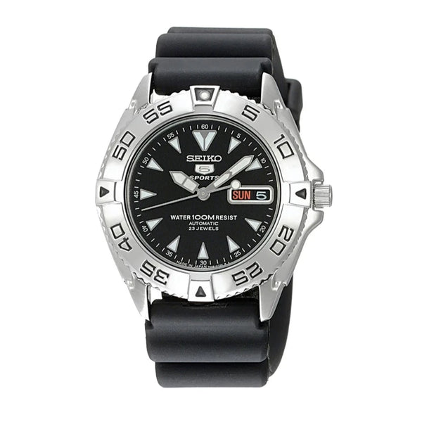 Seiko 5 Sports Black Rubber Strap Automatic Men's Watch| SNZB33J2