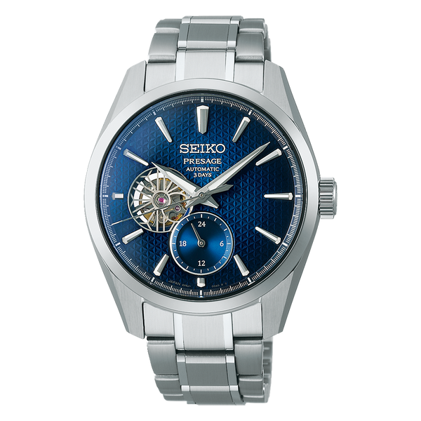 SEIKO Presage 'Ao' Sharp-Edged Open Heart Automatic Watch| SPB417J1