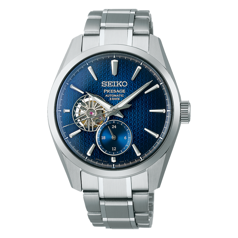 SEIKO Presage 'Ao' Sharp-Edged Open Heart Automatic Watch| SPB417J1