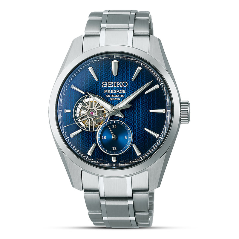 SEIKO Presage 'Ao' Sharp-Edged Open Heart Automatic Watch| SPB417J1