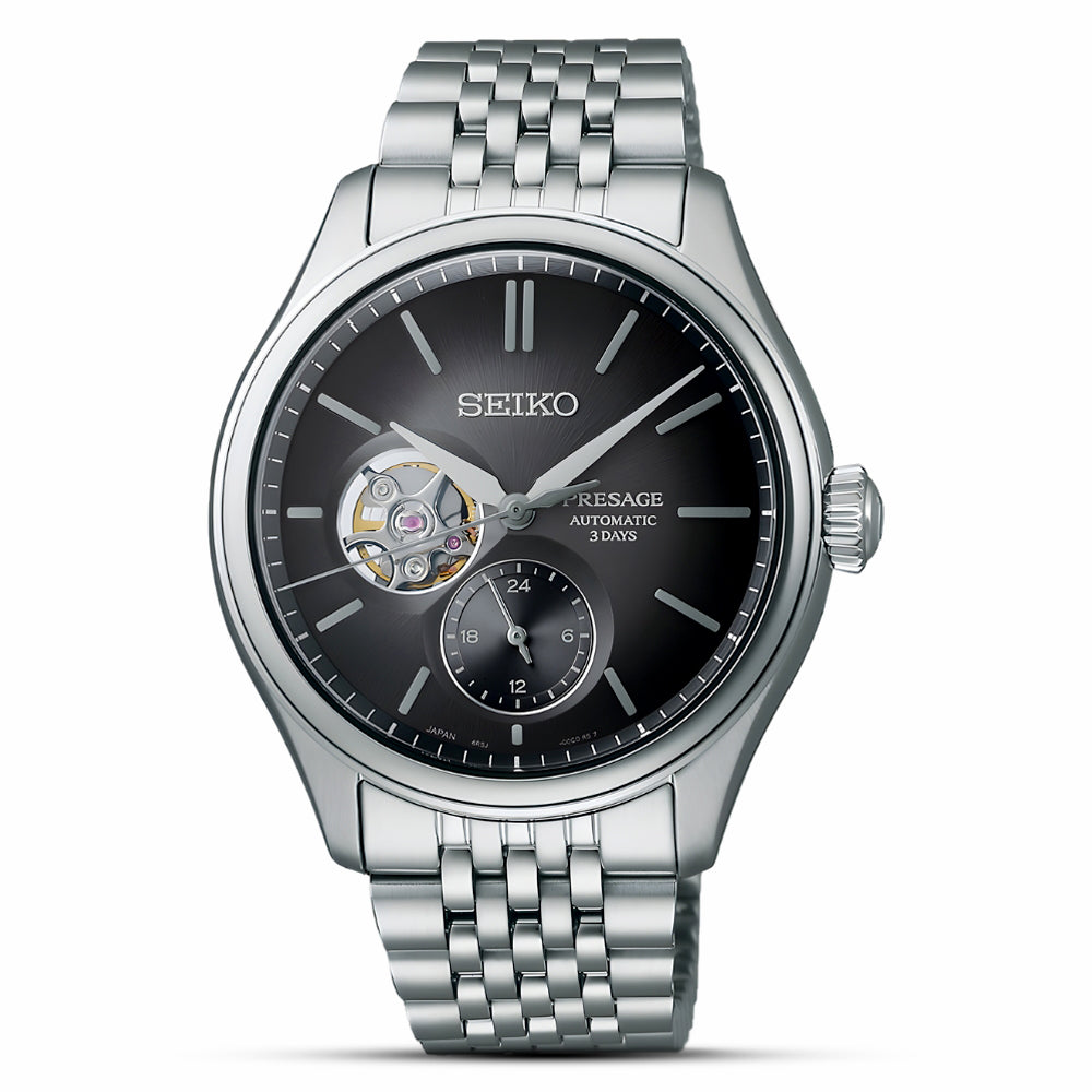 Seiko Presage 'Shiro-iro' Open Heart Black Dial Men's Watch | SPB471J1