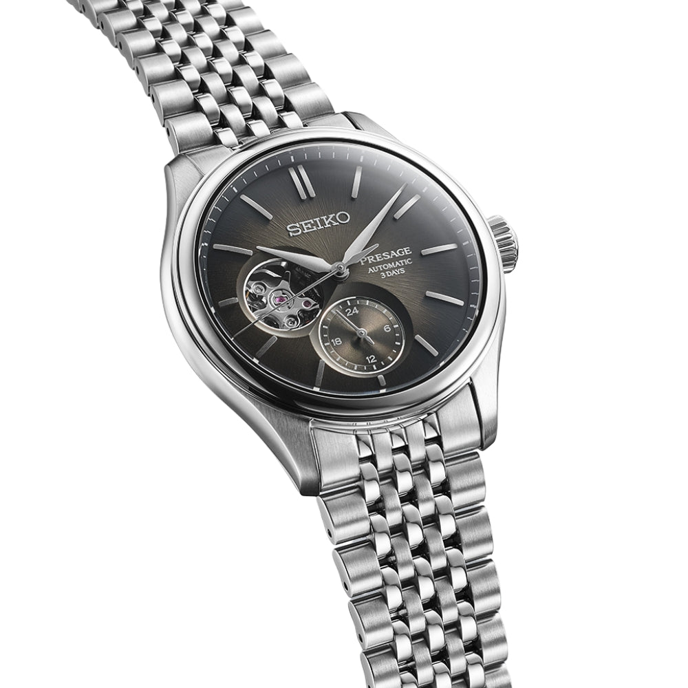 Seiko Presage 'Shiro-iro' Open Heart Black Dial Men's Watch | SPB471J1
