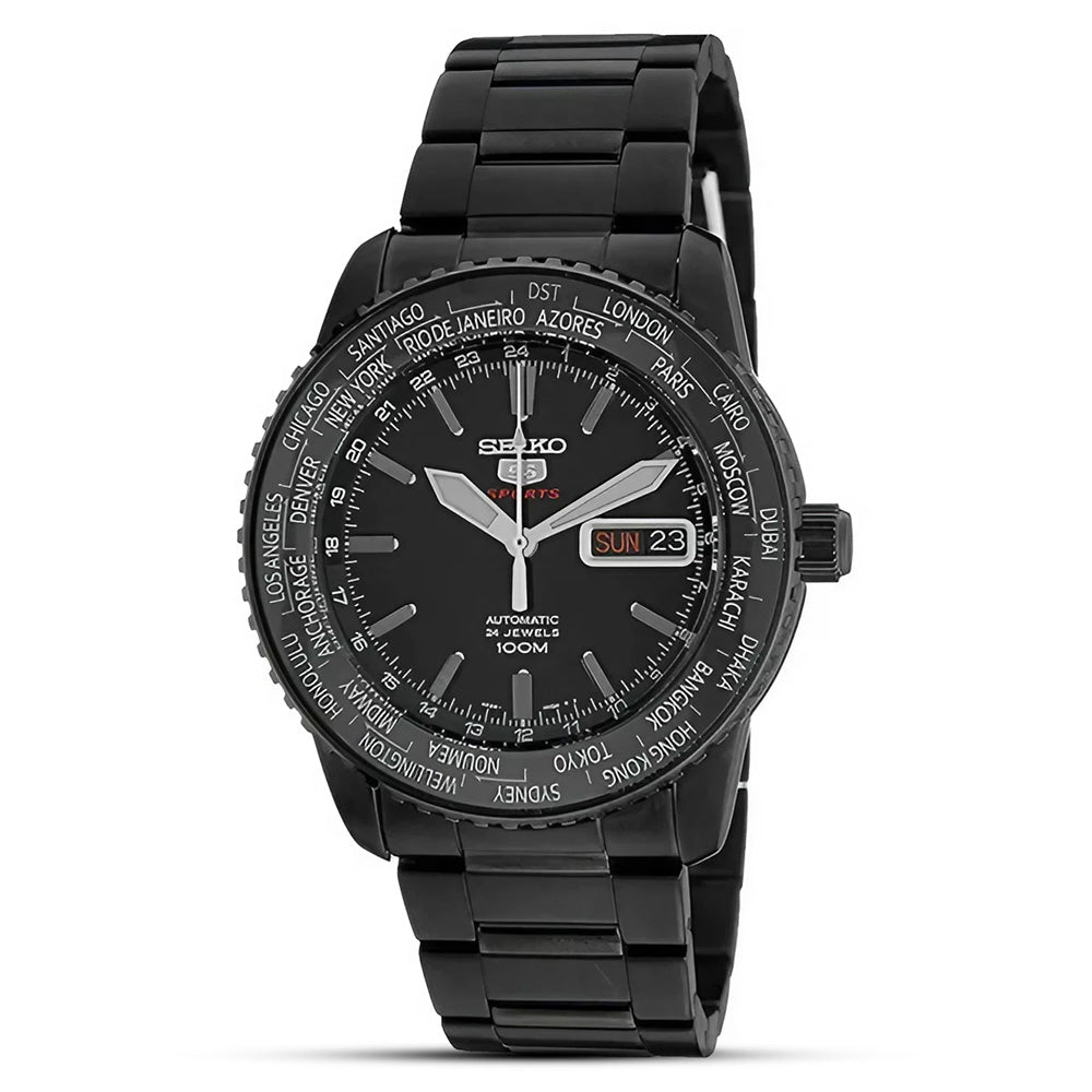 Seiko 5 Sports World Timer Automatic Black Dial Watch SRP129K1