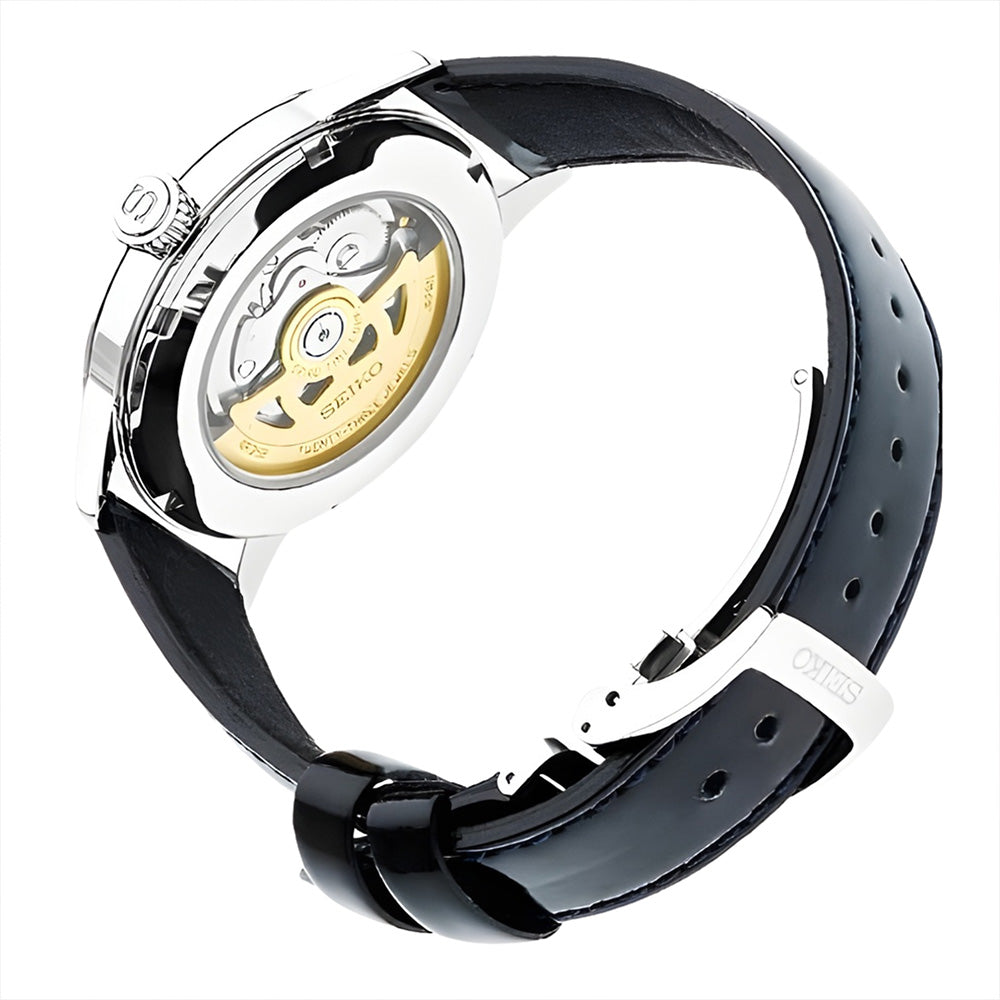 Seiko Presage Automatic Black Dial Leather Strap Watch SRP765J2