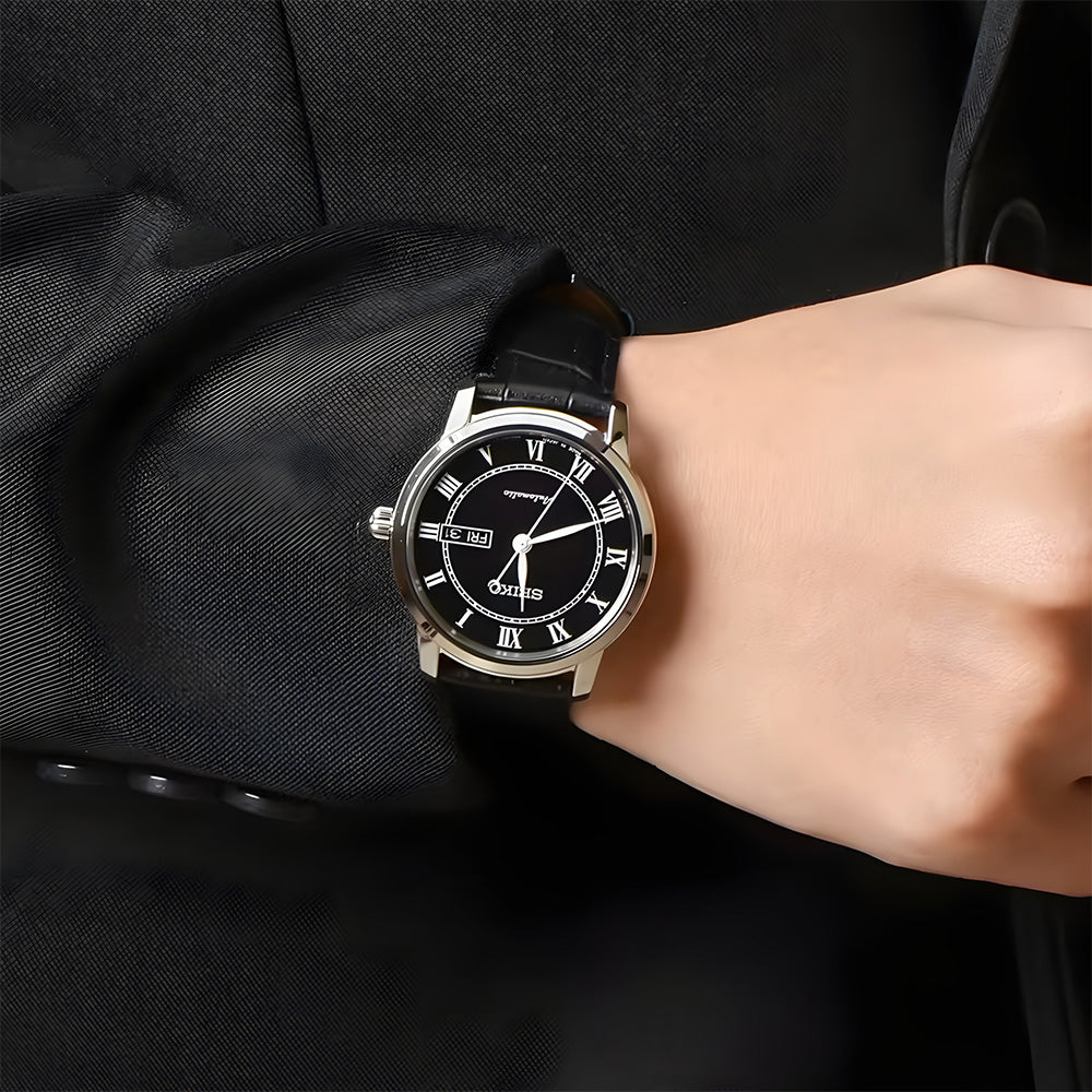 Seiko Presage Automatic Black Dial Leather Strap Watch SRP765J2