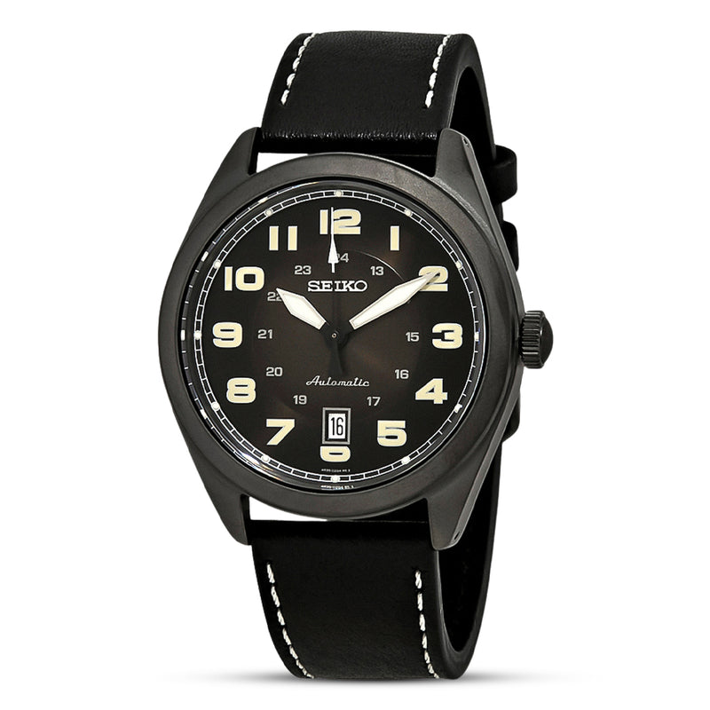 Seiko Neo Sports Automatic Black Leather Men's Watch | SRPC89K1