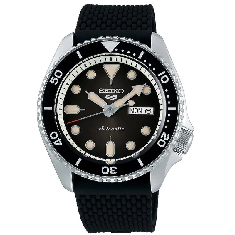 Seiko 5 Sports Black Dial Silicone Automatic Men's Watch| SRPD73K2