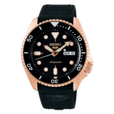 Seiko 5 Sports Black Dial Leather Strap Automatic Men's Watch| SRPD76K1
