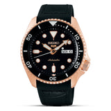 Seiko 5 Sports Black Dial Leather Automatic Men's Watch | SRPD76K1