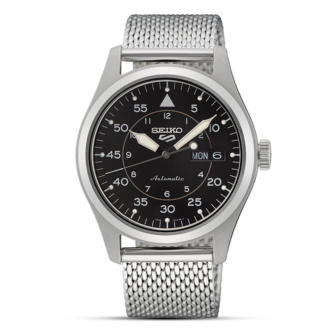 Seiko 5 Sport Automatic Black Dial Mesh Band Men's Watch | SRPH23K1
