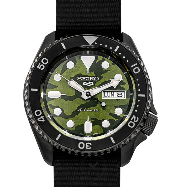 Seiko 5 Green Camouflage "Street Style" Automatic Watch SRPJ37K1 Time Access store