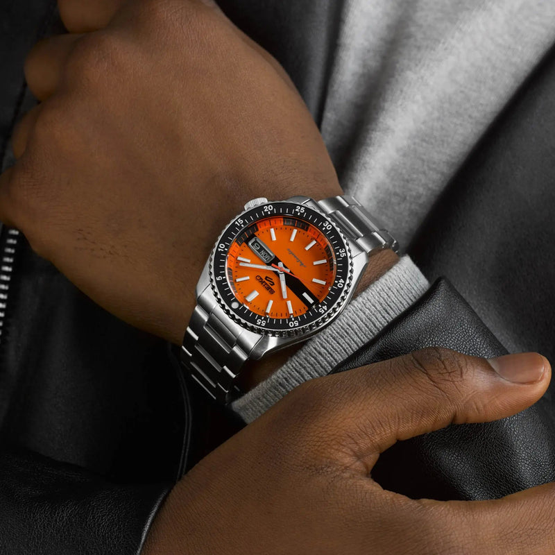Seiko 5 Sports Double Hurricane Orange Dial Automatic Watch SRPK11K1 d