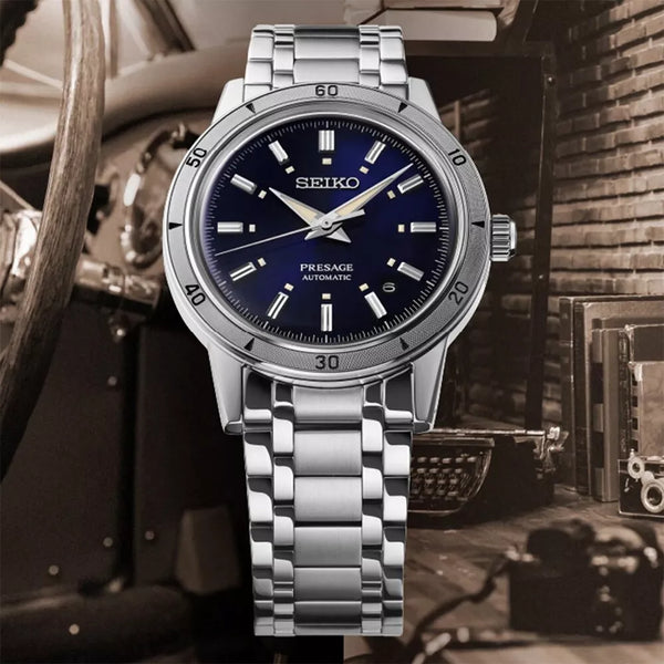 Seiko Presage Style 60s Elegant Yet Rugged Blue Dial Watch | SRPL07J1