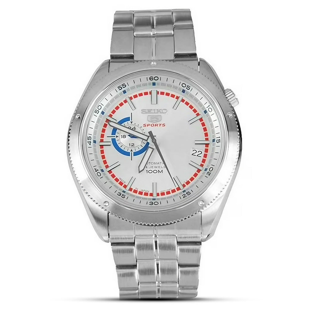 Seiko 5 Sports Red Ring Automatic White Dial Watch SSA061K1