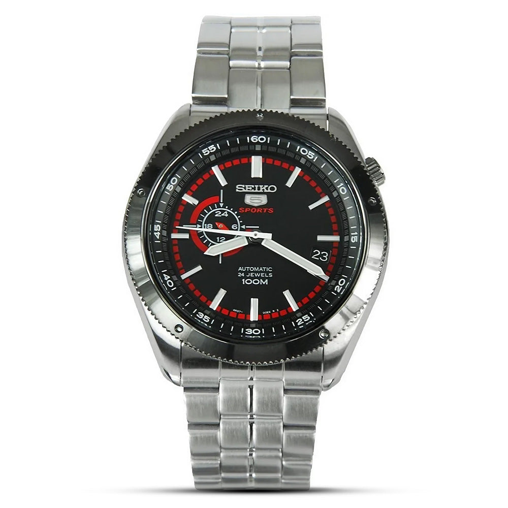 Seiko 5 Sports Red Ring Automatic Black Dial Watch SSA069K1